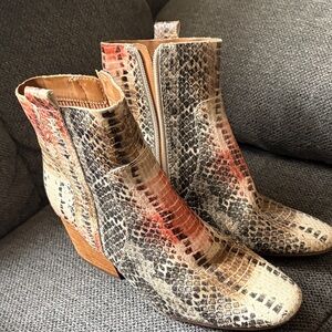 Kork-Ease Snakeskin Pattern Ankle Boots